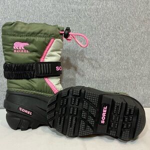 EUC Sorel Pink Green Flurry Snow Boots-Waterproof Insulated Lined Toddler Size 5